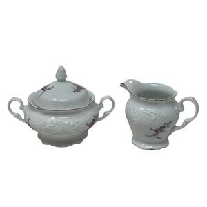 Vintage Royal Kent Collection Poland Bavarian Rose RKT3 Creamer & Sugar Holder